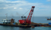 8 m3 Mitsubishi Clamshell Dredge With 25-tonne drop hammer